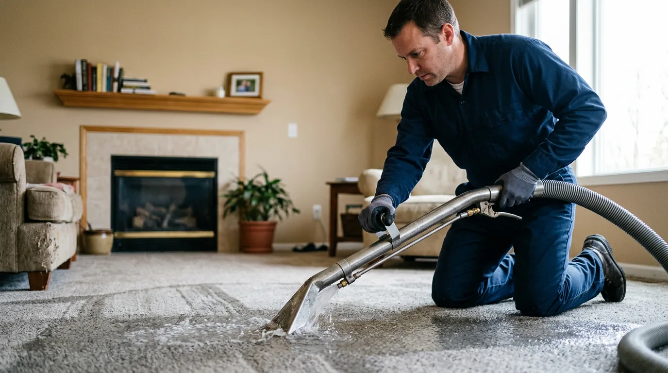 Water damage restoration technician working near Central City, PA